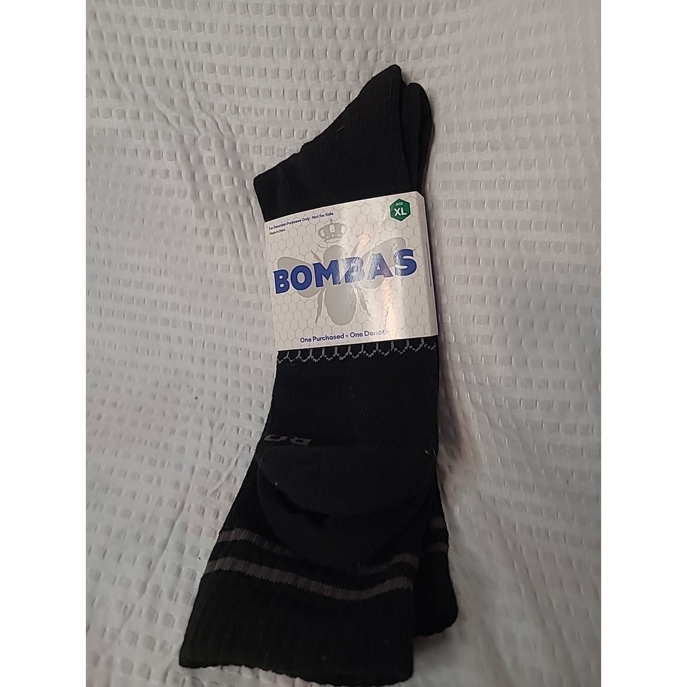Bombas Socks Men's XL Black Honeycomb Arch Support Cushioned Footbed Half Calf